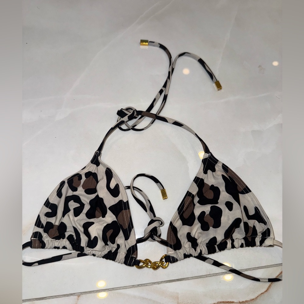 Michael Kors Leopard Gold Chain Bikini Set Sz 8 - Picture 3 of 6